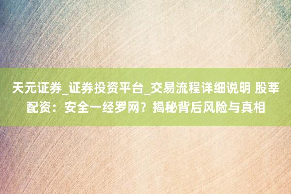 天元证券_证券投资平台_交易流程详细说明 股莘配资：安全一经罗网？揭秘背后风险与真相